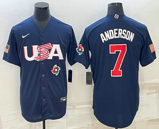 Mens USA Baseball #7 Tim Anderson 2023 Navy World Baseball Classic Stitched Jerseys->2023 world baseball classic->MLB Jersey